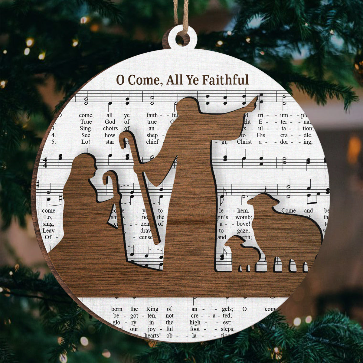 Wood Ornament - Christmas Christian Gifts For All Believers, Jesus Lovers - All Ye Faithful