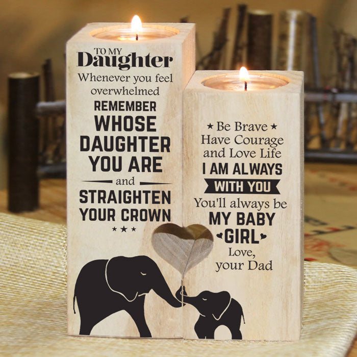 Straighten Your Crown, My Baby Girl - Family Candle Holder - Christmas Gift For Daughter From Dad