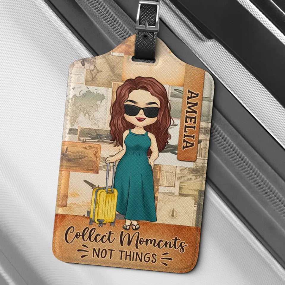 Find Moments Not Things - Travel Personalized Custom Luggage Tag - Holiday Vacation Gift, Gift For Adventure Travel Lovers