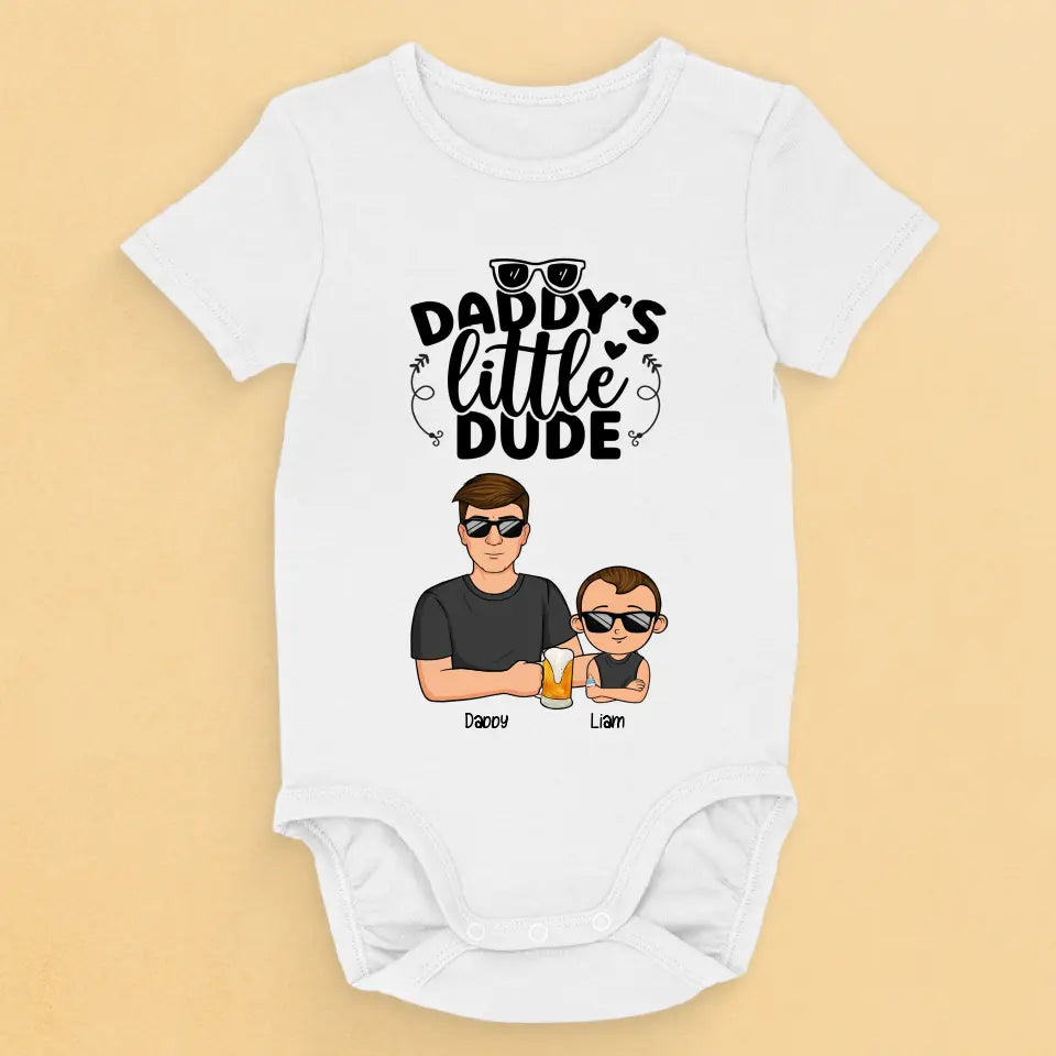 Daddy's Little Dude - Family Personalized Custom Baby Onesie - Baby Shower Gift, Gift For First Dad copy
