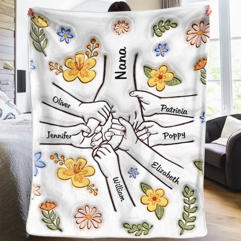 We Love You Mom - Family Personalized Custom 3D Inflated Effect Printed Blanket - Mother's Day, Gift For Mom, Grandma