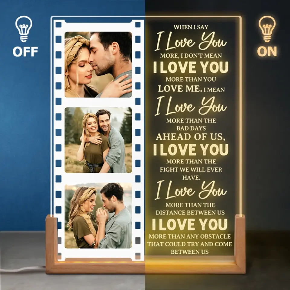 Custom Photo The One Whom My Soul Loves - Couple Personalized Custom Shaped 3D LED Walnut Night Light - Gift For Husband Wife, Anniversary