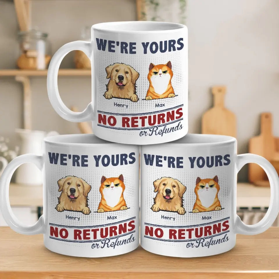 We're Yours And Forever - Dog & Cat Personalized Custom Mug - Gift For Pet Owners, Pet Lovers