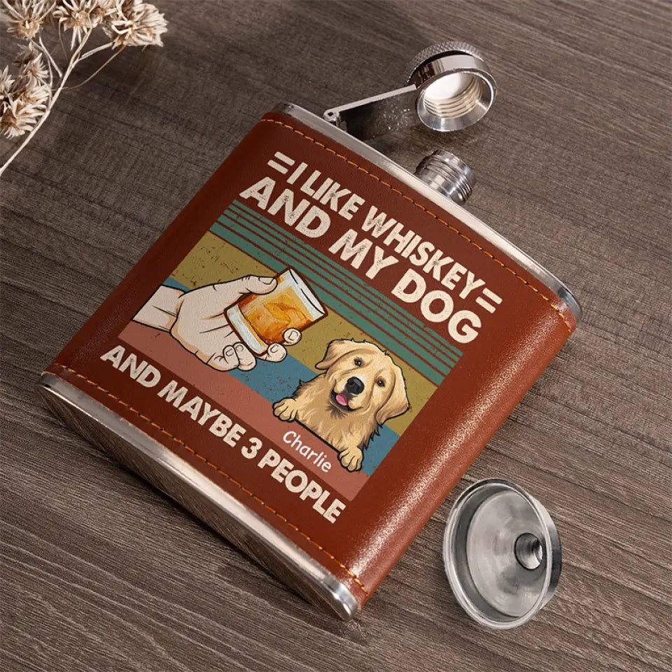 Wanna Stay Home And Chill With My Dog - Dog Personalized Custom Hip Flask - Gift For Pet Owners, Pet Lovers