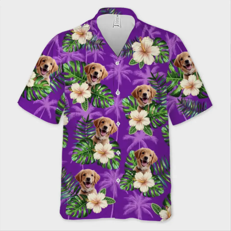 Custom Photo This Is My Vacation Time - Dog & Cat Personalized Custom Unisex Tropical Hawaiian Aloha Shirt - Summer Vacation Gift, Gift For Pet Owners, Pet Lovers