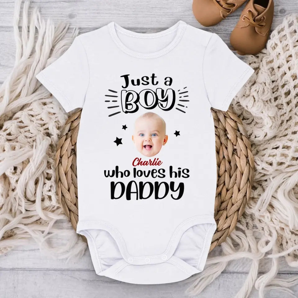 Custom Photo A Little Bit Of Heaven Sent Down To Earth - Family Personalized Custom Baby Onesie - Father's Day, Baby Shower Gift, Gift For First Dad