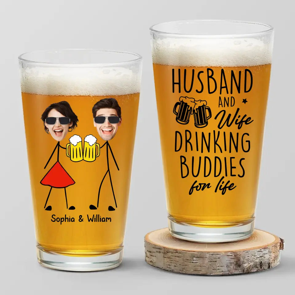 Custom Photo I Enjoy The Moments We Drink Together - Couple Personalized Custom Beer Glass - Gift For Husband Wife, Anniversary