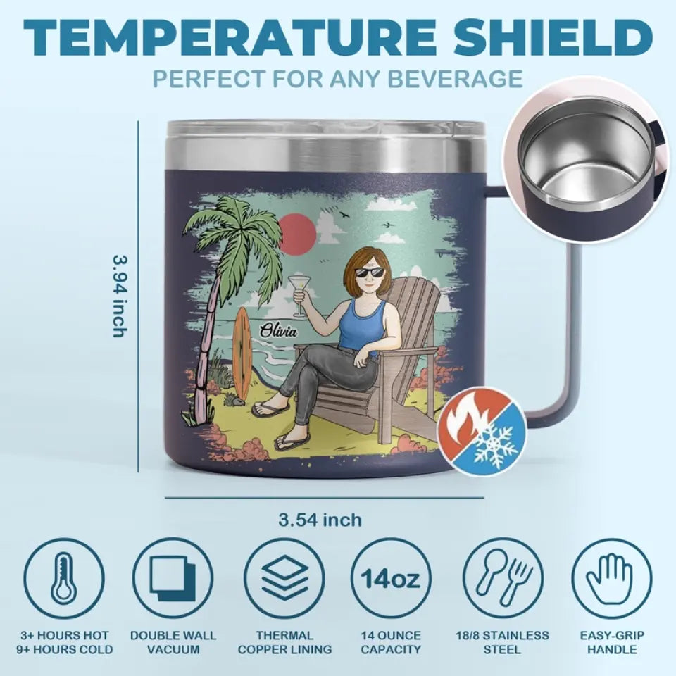 Not My Problem Anymore - Personalized Custom 14oz Stainless Steel Tumbler With Handle - Appreciation, Retirement Gift For Coworkers, Work Friends, Colleagues