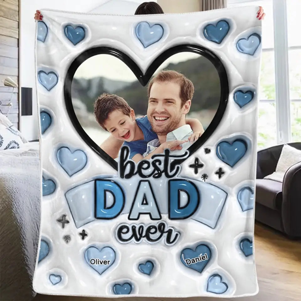 Custom Photo Making Memories With Best Dad Ever - Family Personalized Custom 3D Inflated Effect Printed Blanket - Father's Day, Gift For Dad, Grandpa