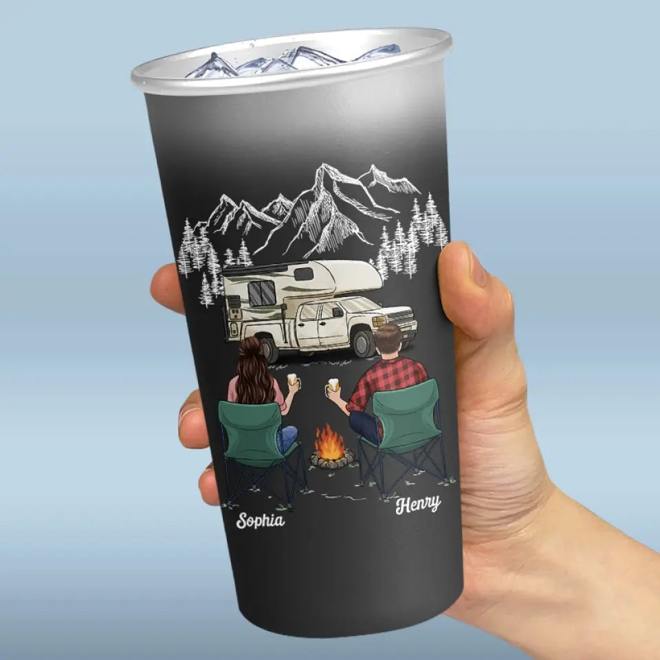 Making Memories One Campsite At A Time - Camping Personalized Custom Aluminum Changing Color Cup - Gift For Couple, Husband Wife, Camping Lovers
