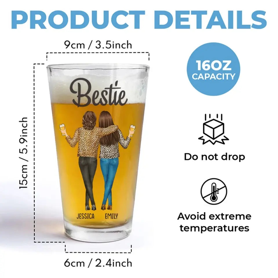 The Girls Are Drinking Again - Bestie Personalized Custom Beer Glass - Summer Vacation Gift For Best Friends, BFF, Sisters, Coworkers