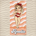 Hottest Girl On The Beach - Bestie Personalized Custom Beach Towel - Summer Vacation Gift, Birthday Pool Party Gift For Best Friends, BFF, Sisters