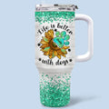 Dogs Never Lie About Love - Dog Personalized Custom 40 Oz Stainless Steel Tumbler With Handle - Gift For Pet Owners, Pet Lovers