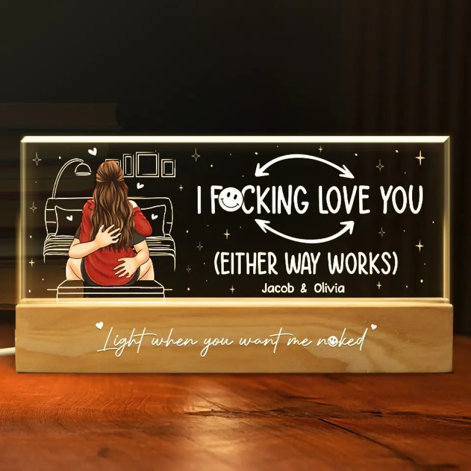 Two Heads, One Heart - Couple Personalized Custom Acrylic Letters 3D LED Night Light - Gift For Husband Wife, Anniversary