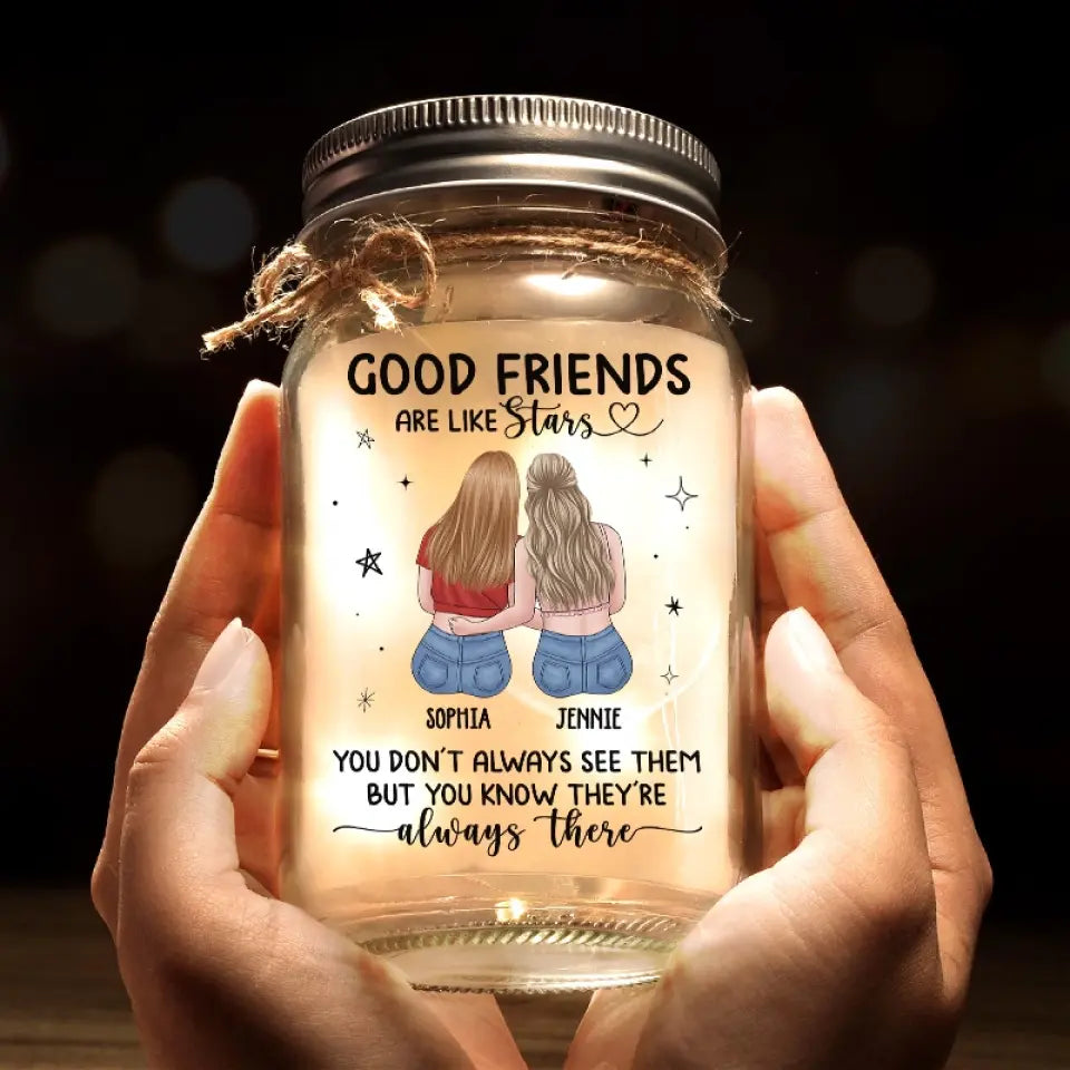 I Love The Memories That We Share Together - Bestie Personalized Custom Mason Jar Light - Gift For Best Friends, BFF, Sisters