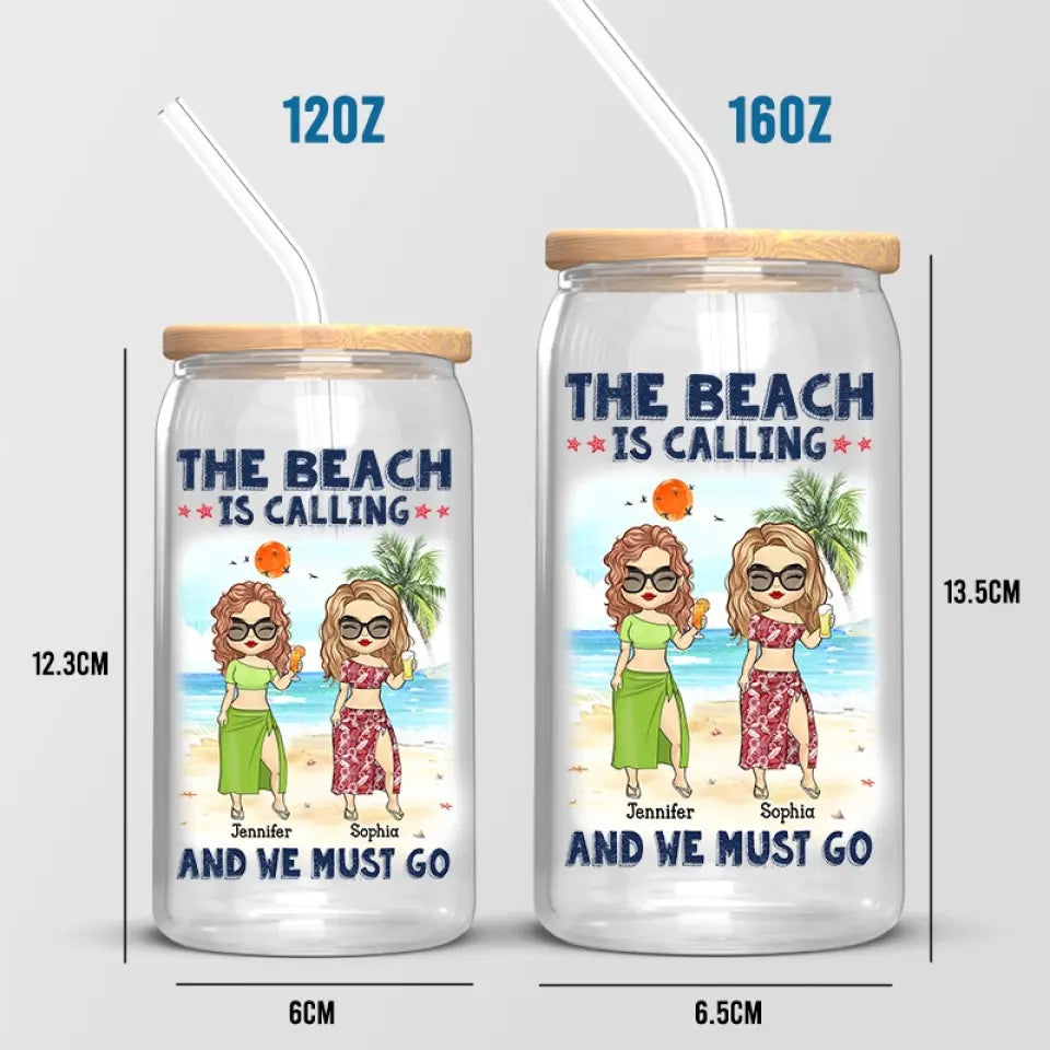Friends Who Travel Together, Stay Together - Bestie Personalized Custom Glass Cup, Iced Coffee Cup - Summer Vacation Gift For Best Friends, BFF, Sisters