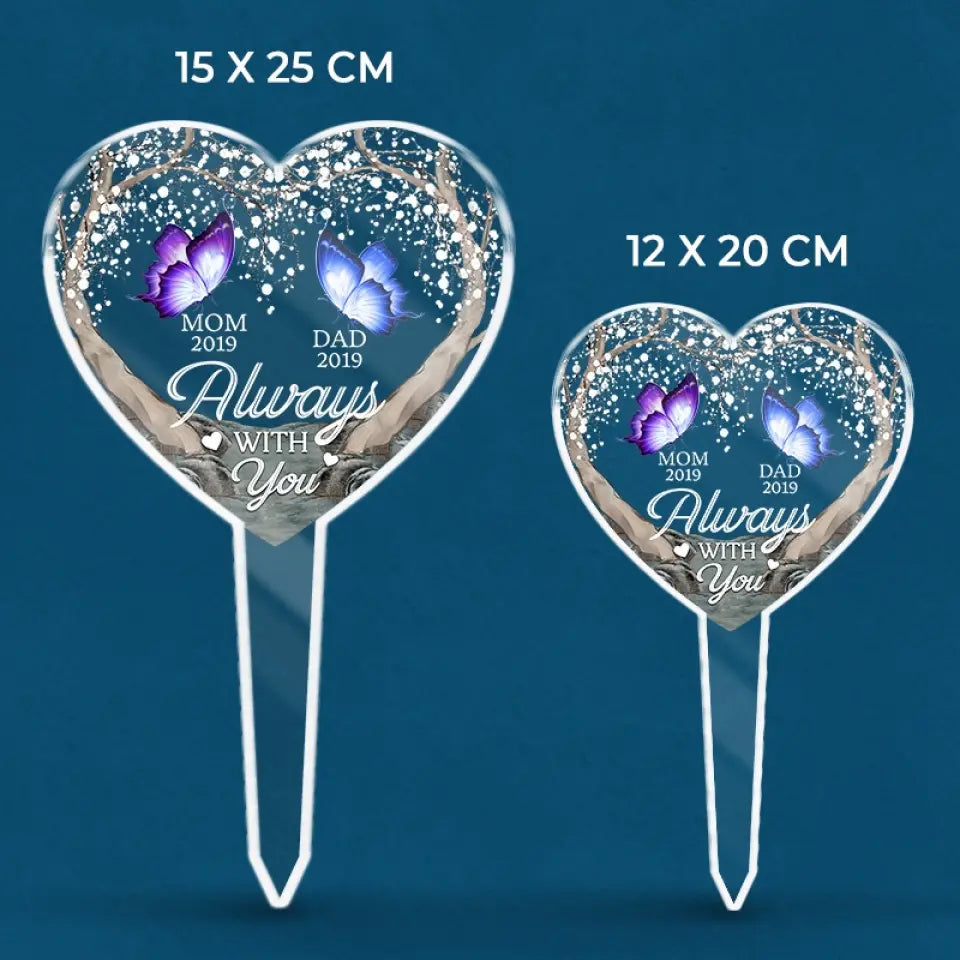 Your Light Will Always Shine In My Heart - Memorial Personalized Custom Stain Glass Style Acrylic Garden Stake - Sympathy Gift For Family Members