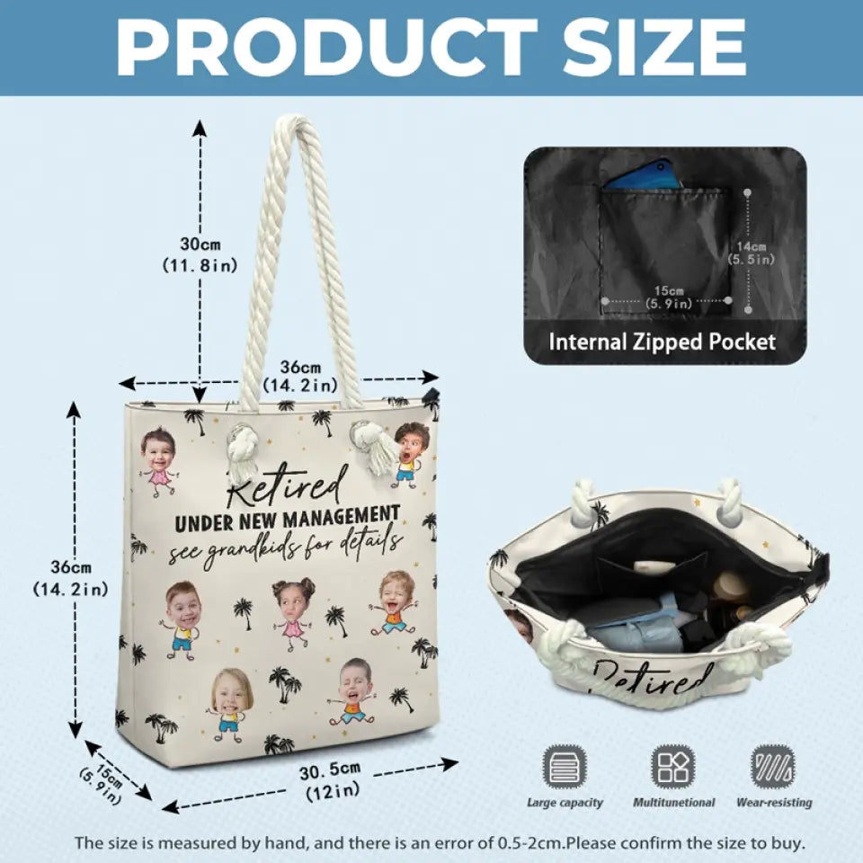 Custom Photo Cheers To A Fabulous Retirement - Family Personalized Custom Beach Bag - Appreciation, Retirement Gift For Grandma