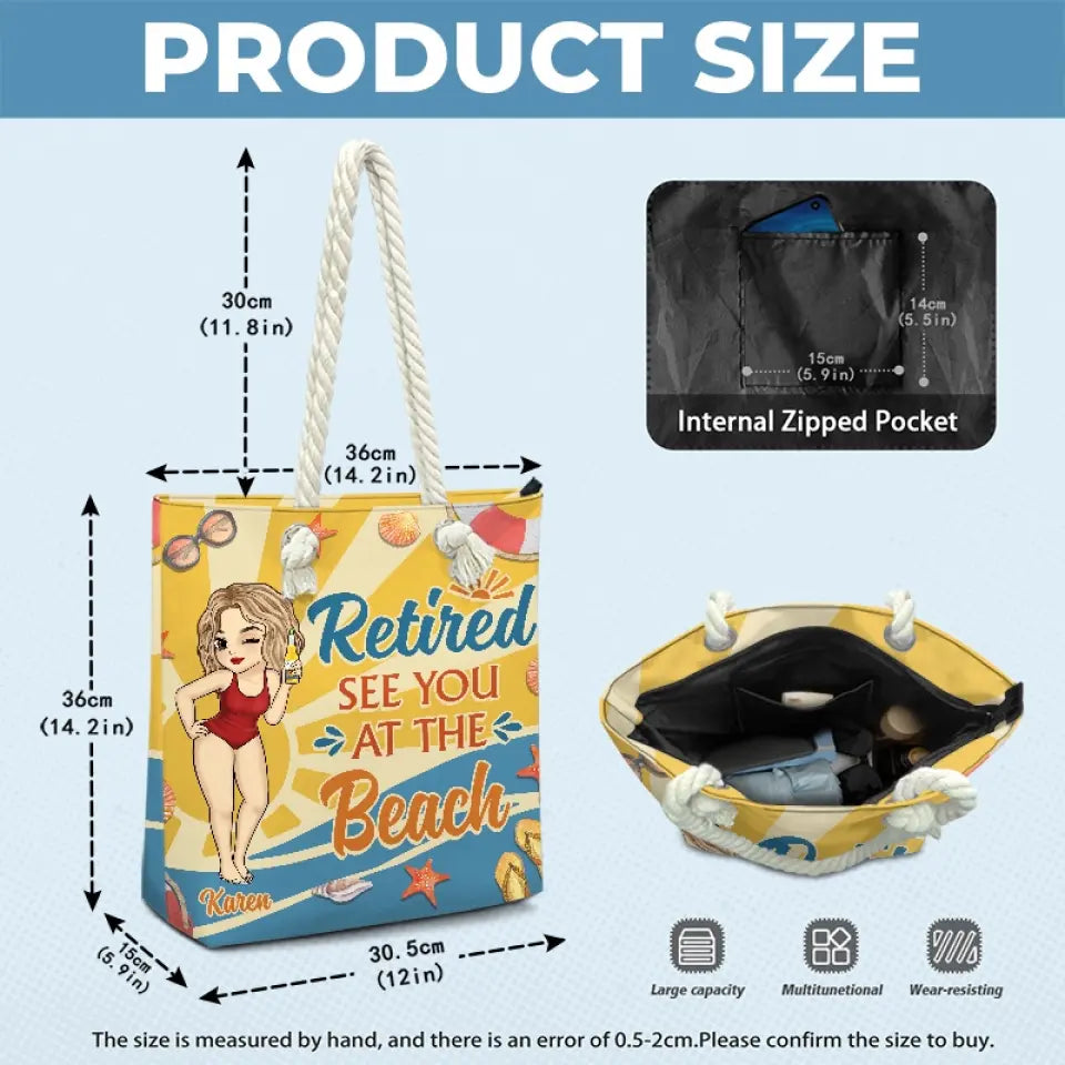 Retirement Is My New Beginning - Family Personalized Custom Beach Bag - Appreciation, Retirement Gift For Grandma