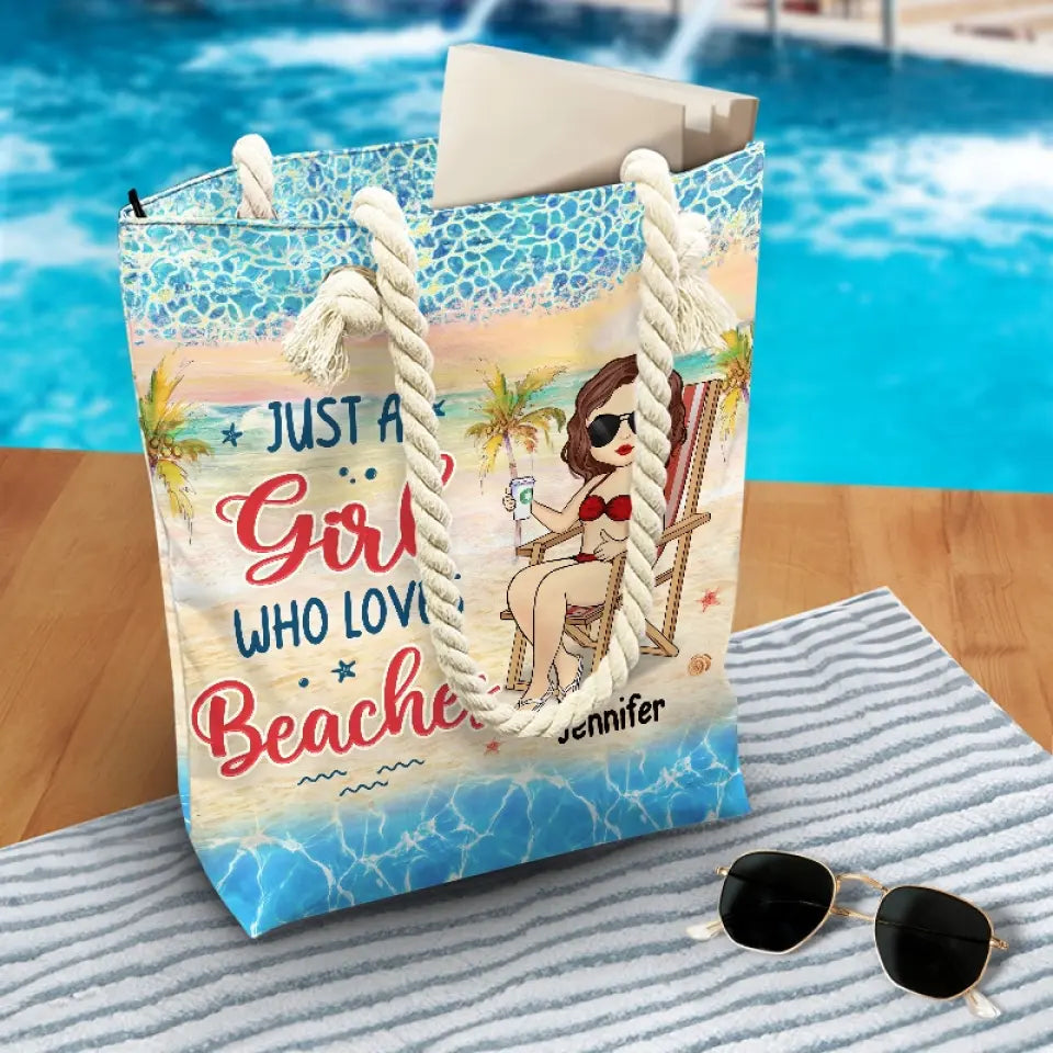 Friends, Sun, Sand And Sea, That Sounds Like A Summer To Me - Bestie Personalized Custom Beach Bag - Summer Vacation Gift For Best Friends, BFF, Sisters