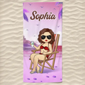 Chill Mode Activated - Bestie Personalized Custom Beach Towel - Summer Vacation Gift, Birthday Pool Party Gift For Best Friends, BFF, Sisters