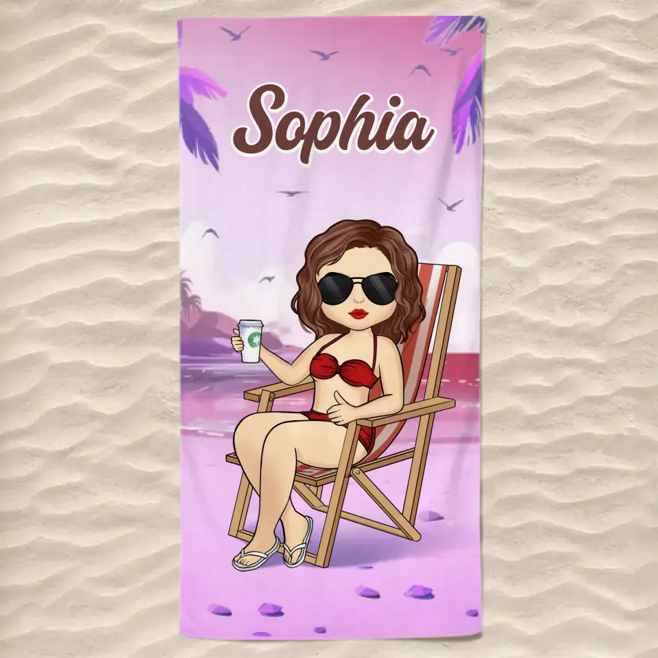 Chill Mode Activated - Bestie Personalized Custom Beach Towel - Summer Vacation Gift, Birthday Pool Party Gift For Best Friends, BFF, Sisters