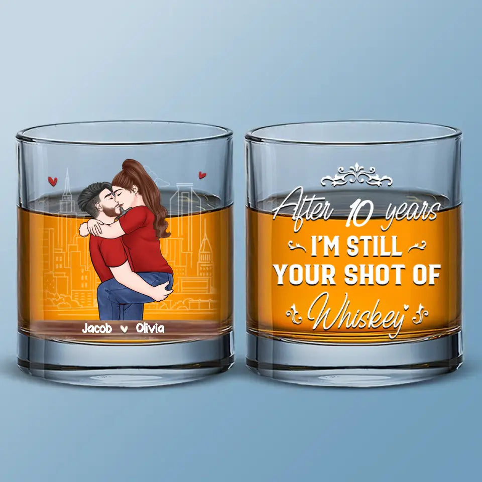 Your Shot Of Whiskey Loves You - Couple Personalized Custom Whiskey Glass - Gift For Husband Wife, Anniversary