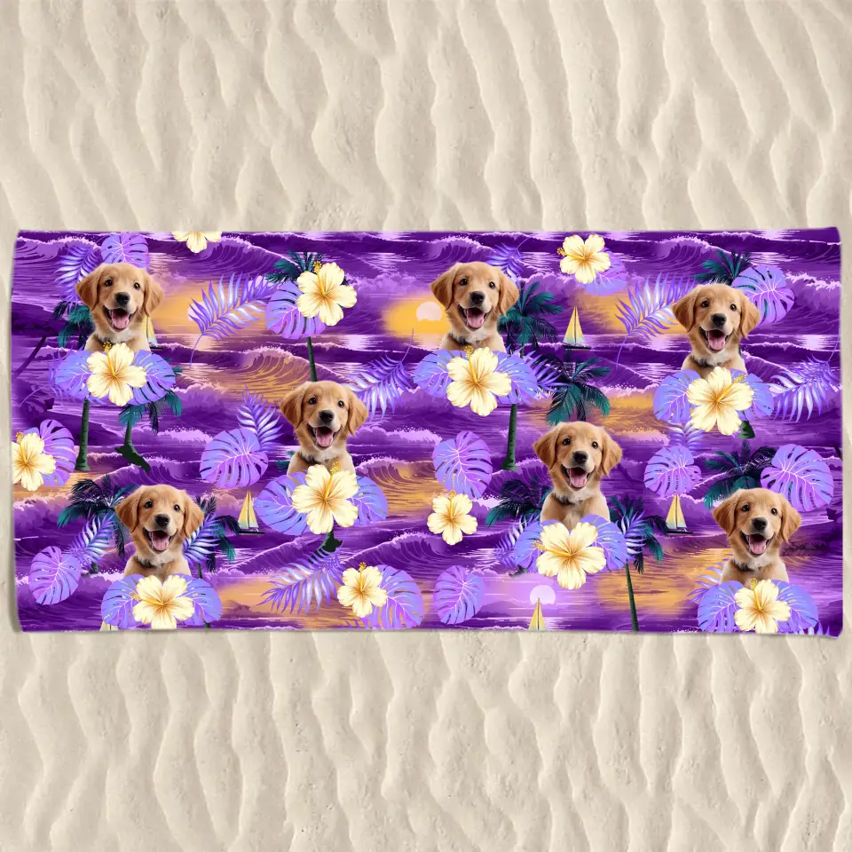 Custom Photo Vacation Mode On - Dog 
& Cat Personalized Custom Beach Towel - Summer Vacation Gift, Birthday Pool Party Gift For Pet Owners, Pet Lovers
