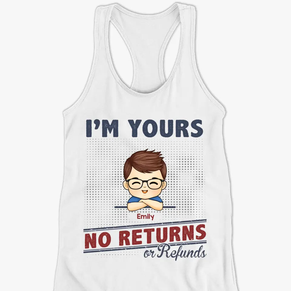 No Returns Or Refunds - Family Personalized Custom Racer Back Tank Top - Gift For Mom, Grandma