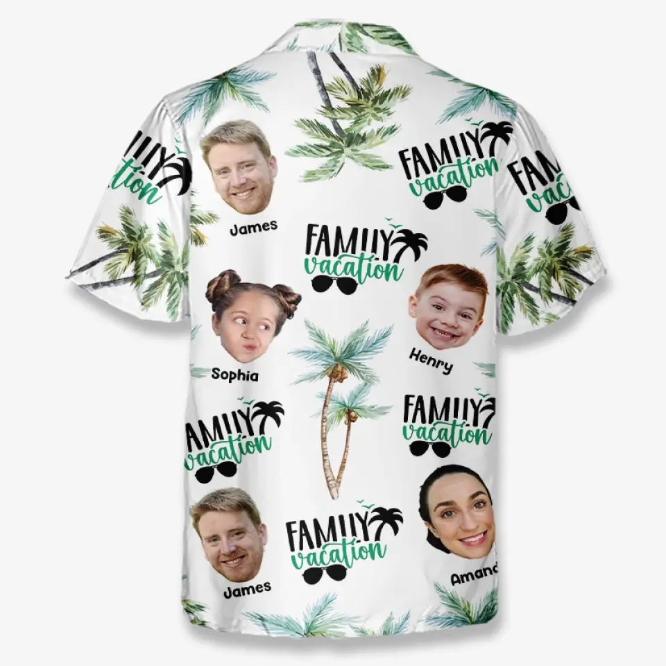 Custom Photo Family Vacation - Family Personalized Custom Unisex Tropical Hawaiian Aloha Shirt - Summer Vacation Gift For Family Members