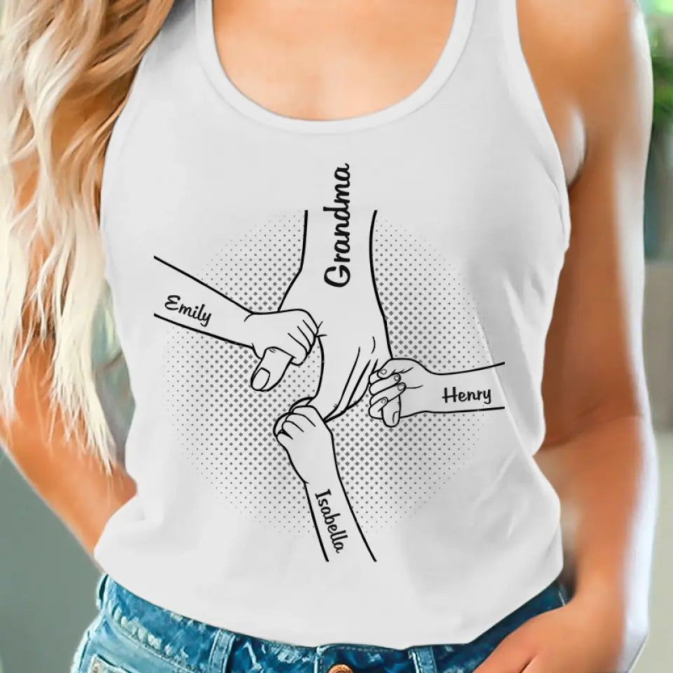 I Wanna Hold Your Hand Forever - Family Personalized Custom Racer Back Tank Top - Gift For Mom, Grandma
