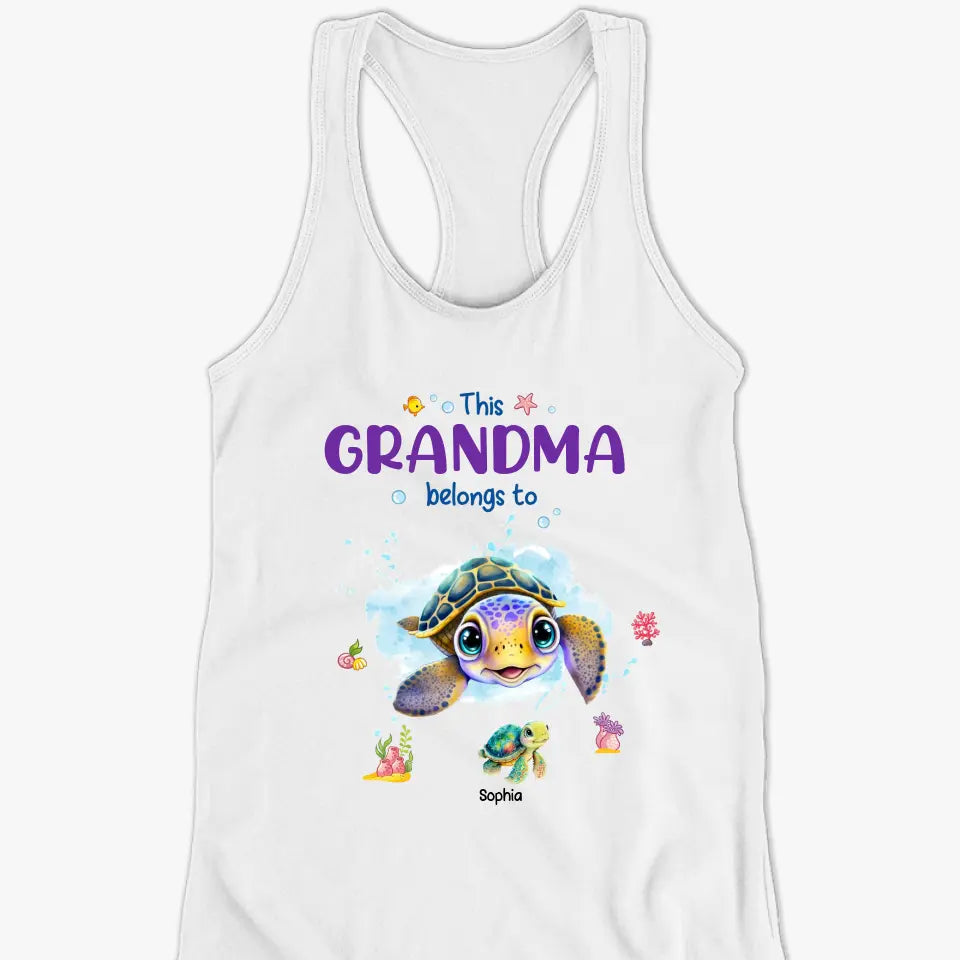 This Grandma Belongs To - Family Personalized Custom Racer Back Tank Top - Gift For Mom, Grandma