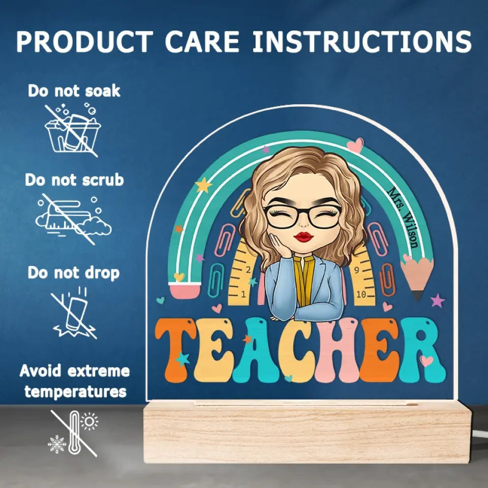 Queen Of The Classroom - Teacher Personalized Custom Shaped 3D LED Light - Gift For Teacher