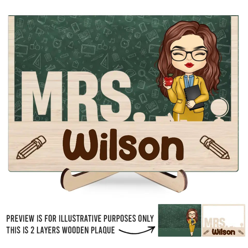 Welcome To My Classroom - Teacher Personalized Custom 2-Layered Wooden Plaque With Stand - Gift For Teacher