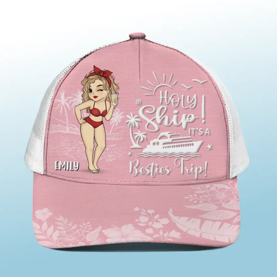 It's A Girls Trip! - Bestie Personalized Custom Mesh-back Baseball Cap, Baseball Trucker Cap - Summer Vacation Gift For Best Friends, BFF, Sisters