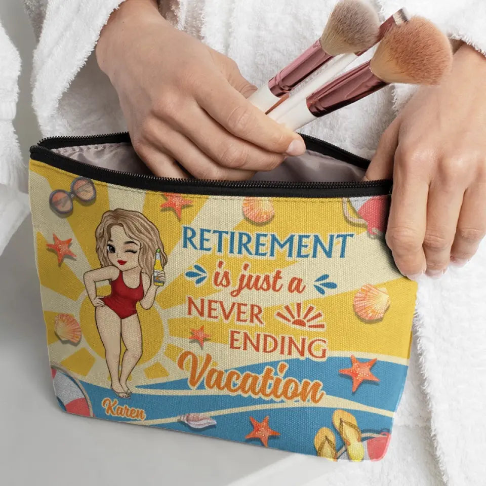 Retired See You At The Beach - Family Personalized Custom Cosmetic Bag - Gift For Mom, Grandma