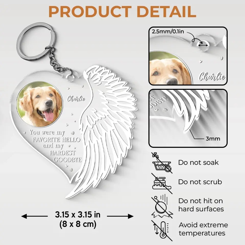 Custom Photo You Always Belong With Us - Memorial Personalized Custom Shaped Acrylic Keychain - Sympathy Gift For Family Members, Pet Owners, Pet Lovers