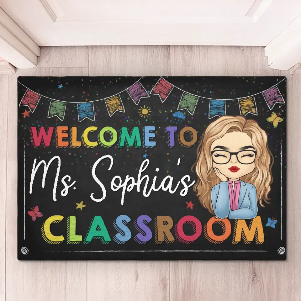 In Our Classroom We Listen, Learn, & Laugh - Teacher Personalized Custom Home Decor Decorative Mat - House Warming Gift For Teacher