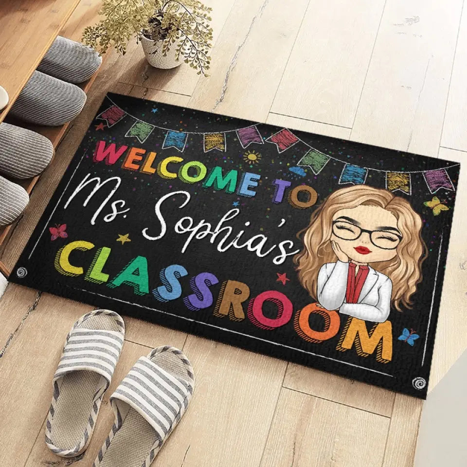 In Our Classroom We Listen, Learn, & Laugh - Teacher Personalized Custom Home Decor Decorative Mat - House Warming Gift For Teacher