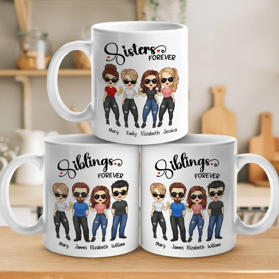 Siblings Forever - Family Personalized Custom Mug - Gift For Family Members, Siblings, Brothers, Sisters