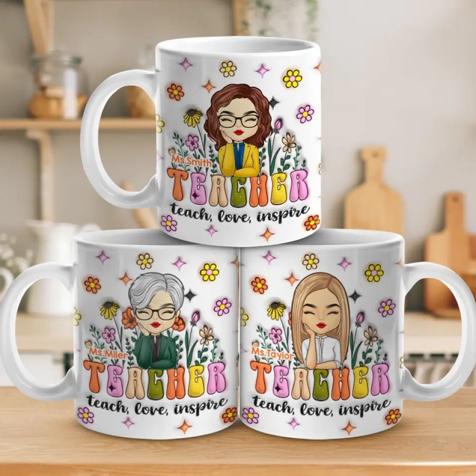 Teacher Helps Little Minds Grow - Teacher Personalized Custom 3D Inflated Effect Printed Mug - Gift For Teacher