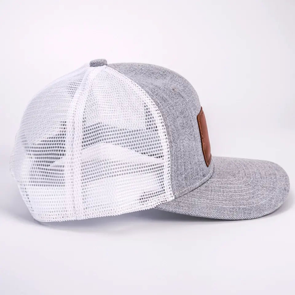 Awesome Like My Daughter - Family Leather Patch Hat - Gift For Dad