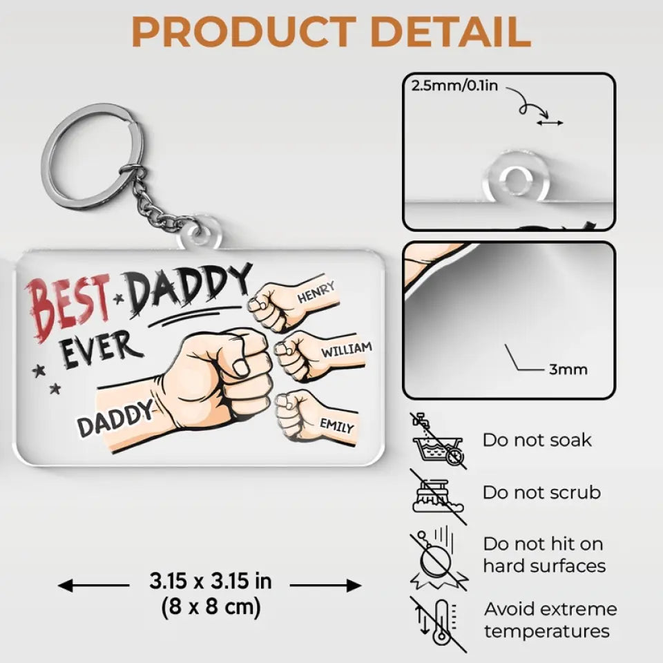 Dad Is My Best Mate - Family Personalized Custom Shaped Acrylic Keychain - Gift For Dad, Grandpa