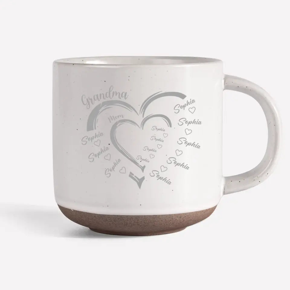 First Mom Now Grandma - Family Personalized Custom Pottery Mug - Gift For Mom, Grandma