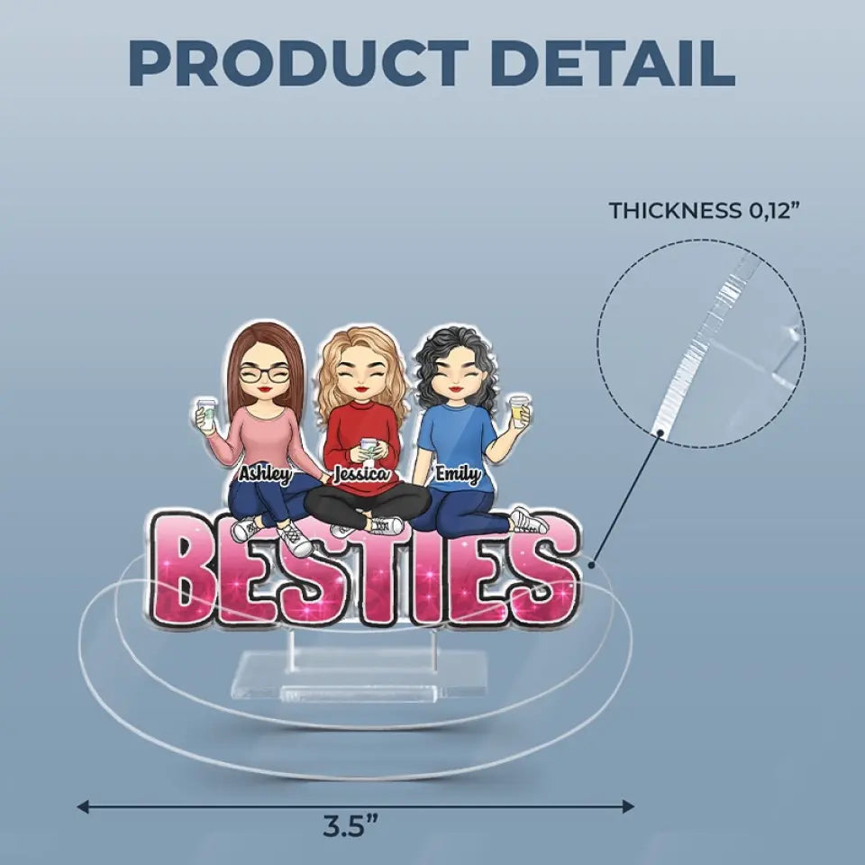 Sisters Forever - Bestie Personalized Custom Acrylic Shaking Stand - Gift For Best Friends, BFF, Sisters