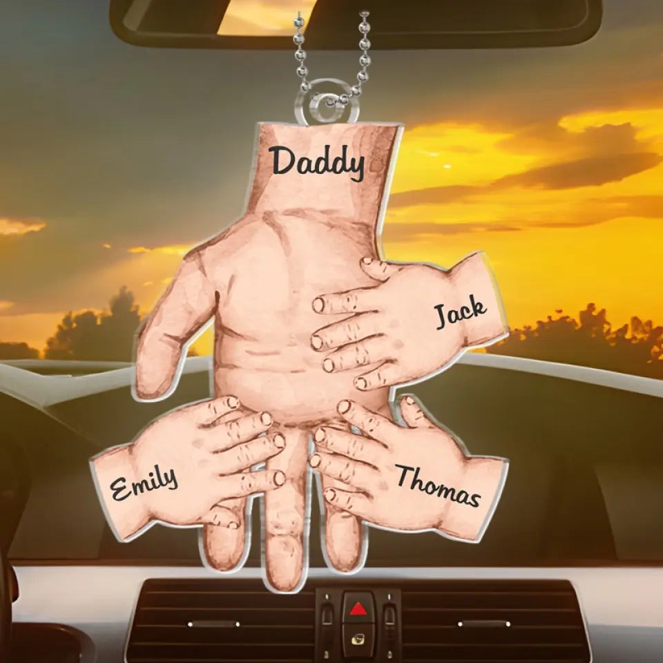 The Power Of Dad In A Child's Life Is Unmatched - Family Personalized Custom Car Ornament - Acrylic Custom Shaped - Gift For Dad, Grandpa