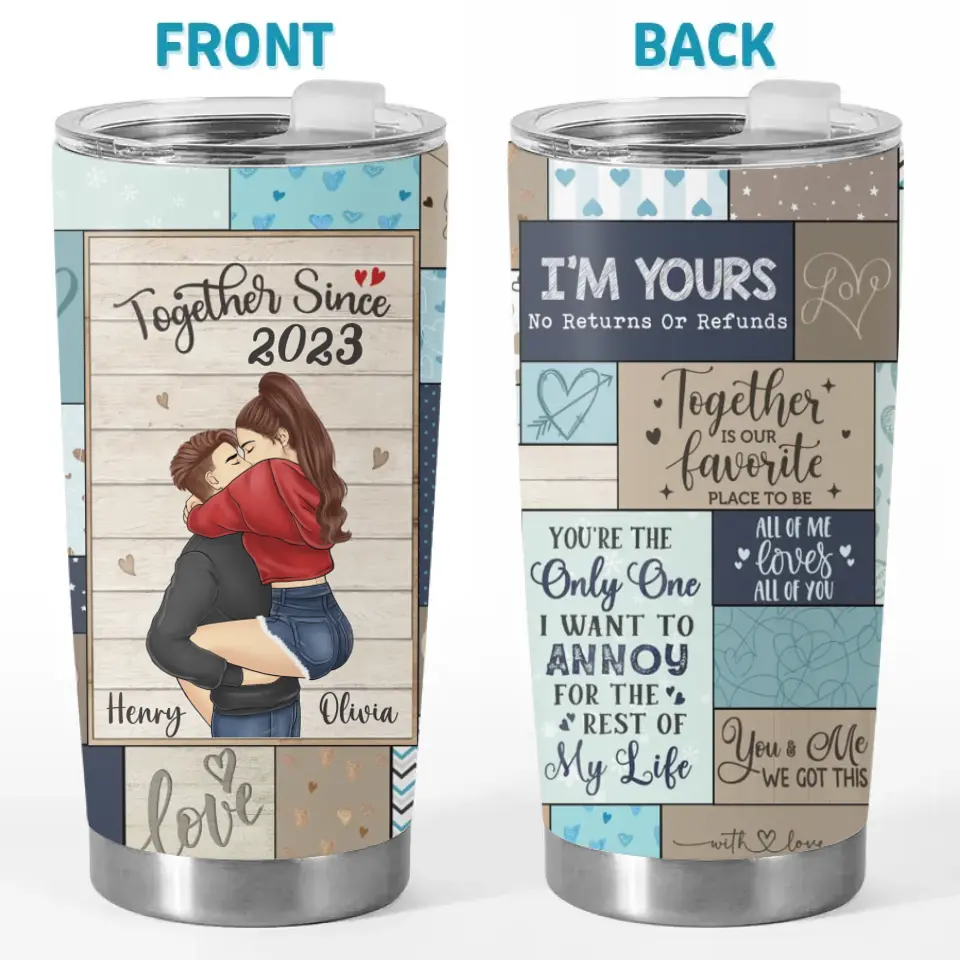Together Is Our Favorite Place To Be - Couple Personalized Custom Tumbler - Gift For Husband Wife, Anniversary
