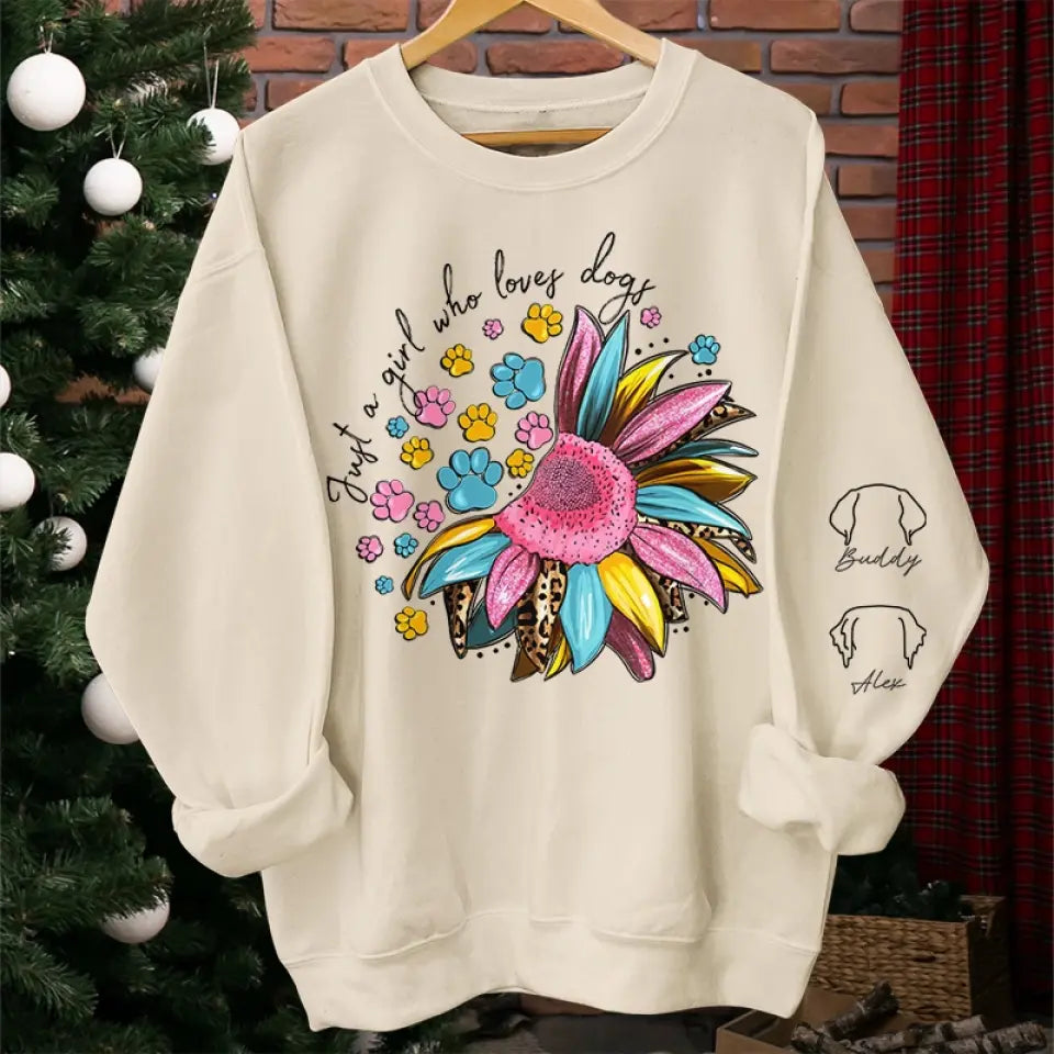 Love Is A Girl And Her Furry Friends - Dog & Cat Personalized Custom Unisex Sweatshirt With Design On Sleeve - Gift For Pet Owners, Pet Lovers