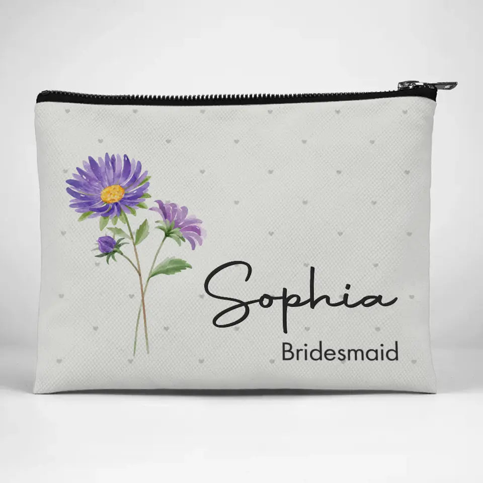 Blooming With Beauty - Bestie Personalized Custom Cosmetic Bag - Wedding Gift, Bridesmaid Gift For Best Friends, BFF, Sisters