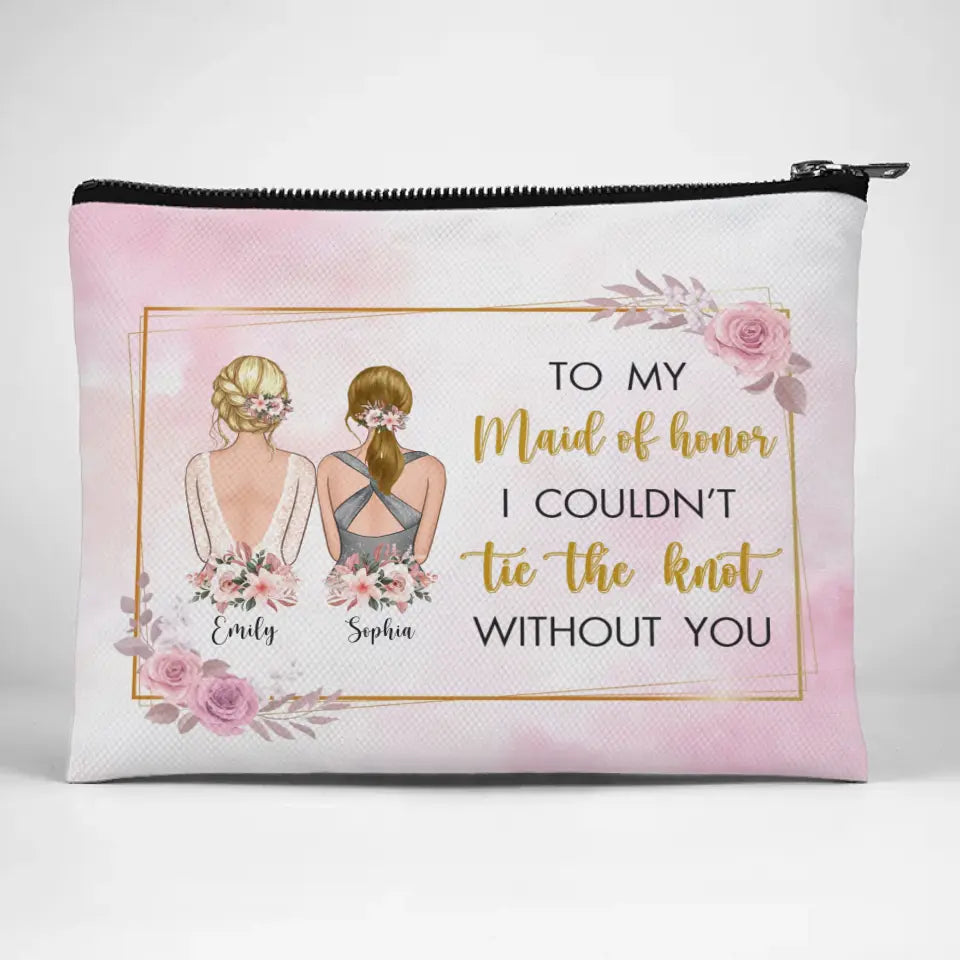 Floral Dreams Come True - Bestie Personalized Custom Cosmetic Bag - Wedding Gift, Bridesmaid Gift For Best Friends, BFF, Sisters